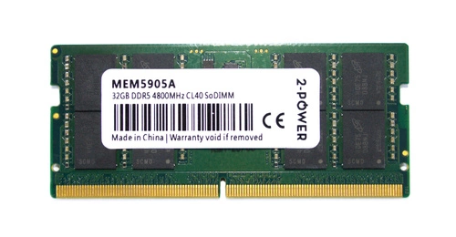 Memoria RAM: 1x 32 GB, 2 ranuras SODIMM DDR5 2Rx8, 4800 MHz, PC5-38400 | MEM5905A