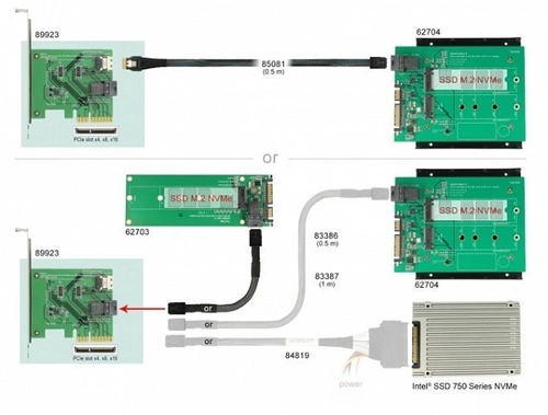 Delock Card PCI Express x4 U.2 NVMe do 1x SFF-8654 4i + 1x SFF-8643 | 89923