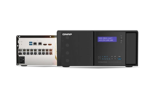 Conmutador QNAP QGD-3014-16PT-8G 14x 1Gb 2x RJ-45/SFP+ 140 W PoE+