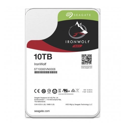 Disco duro Seagate IronWolf 3.5'' HDD 10TB 7200RPM SATA 6Gb/s 256MB | ST10000VN0008
