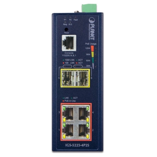 Conmutador Planet IGS-5225-4P2S 4x 1Gb 2x SFP 144 W PoE+