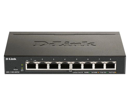 Conmutador D-Link DGS-1100-08PV2/E 8x 1Gb 64 W PoE+