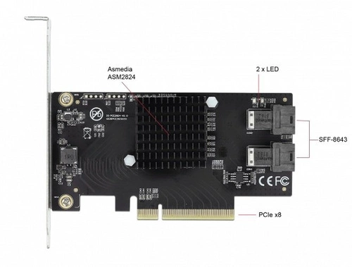 Delock Card PCI Express x8 do 2 x NVMe SFF-8643 | 90405