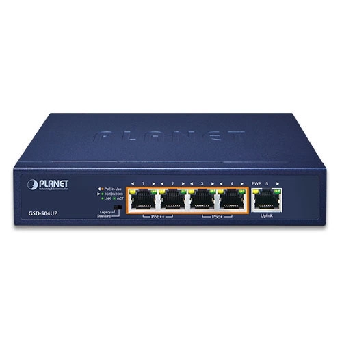 Conmutador Planet GSD-504UP 5x 1Gb 120 W PoE++
