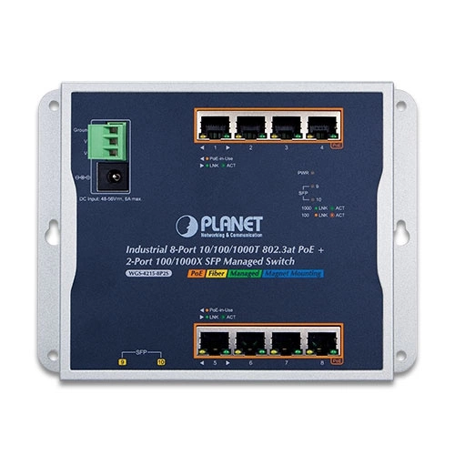 Conmutador Planet WGS-4215-8P2S 8x 1Gb 2x SFP 200 W PoE+