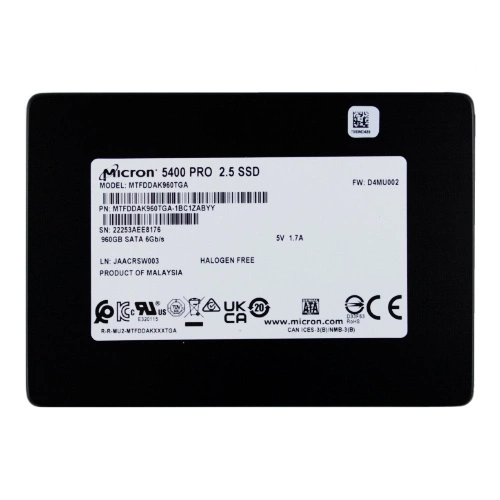 Disco SSD Micron 5400 PRO 960GB 2.5'' SATA 6Gb/s TLC 3D-NAND | MTFDDAK960TGA-1BC1ZABYYR