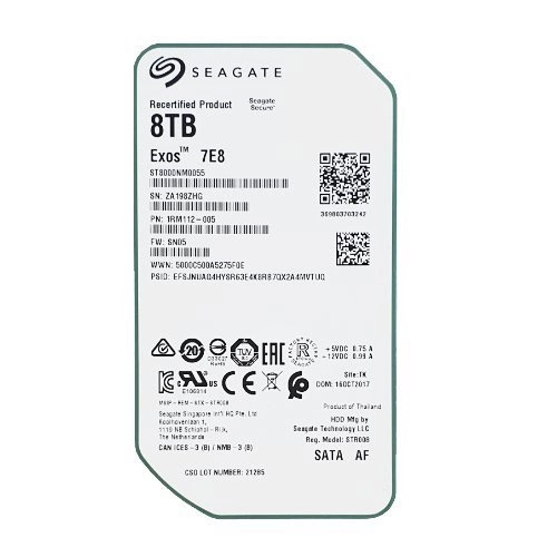 Disco duro Seagate Exos 7E8 3.5'' HDD 8TB 7200RPM SATA 6Gb/s 256MB | ST8000NM0055-RCF Recertified