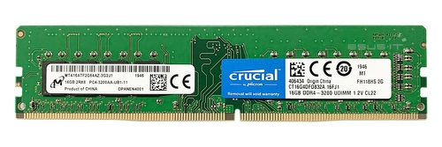 Memoria RAM 1x 16GB Micron NON-ECC UNBUFFERED DDR4 3200MHz PC4-25600 UDIMM | MTA16ATF2G64AZ-3G2