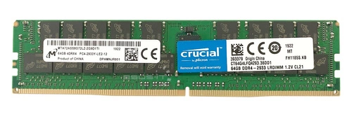 Memoria RAM 1x 64GB Micron LOAD REDUCED DDR4 4Rx4 2933MHz PC4-23400 LRDIMM | MTA72ASS8G72LZ-2G9