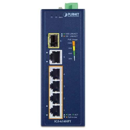 Conmutador Planet IGS-614HPT 5x 1Gb 120 W PoE+