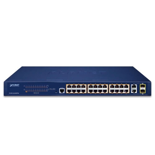 Conmutador Planet FGSW-2624HPS4 24x 100Mb 2x RJ-45/SFP 370 W PoE+