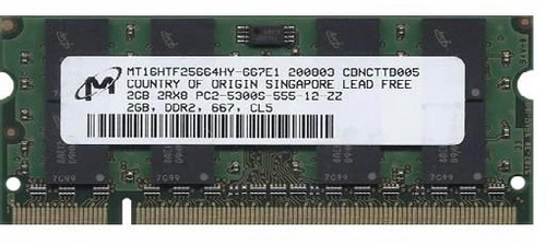 Memoria RAM 1x 2GB Kingston SO-DIMM DDR2 800MHz PC2-6400 | KVR800D2S6/2G
