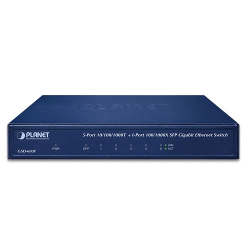 Conmutador Planet GSD-603F 5x 1Gb 1x SFP