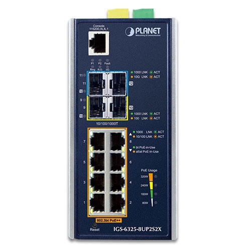 Conmutador Planet IGS-6325-8UP2S2X 8x 1Gb 2x SFP | 2x SFP+ 360 W PoE++