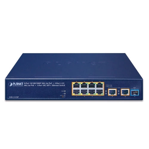 Conmutador Planet GSD-1121XP 8x 1Gb | 2x 2.5Gb 1x SFP+ 120 W PoE+