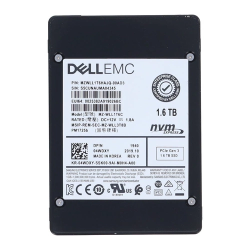 Dysk SSD Dell 4WDXY 1.6TB U.2 NVMe PCIe Gen3 x4 | 4WDXY-RFB