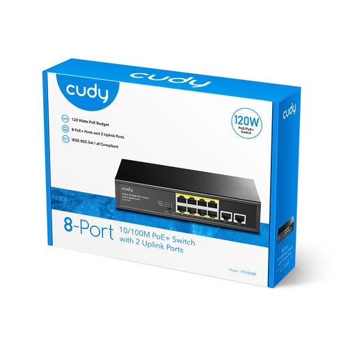 Conmutador Cudy FS1010P 10x 100Mb 120 W PoE+