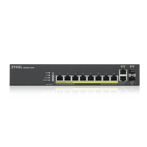 Conmutador Zyxel GS2220-10HP-EU0101F 8x 1Gb 2x RJ-45/SFP combo ports 180W PoE+