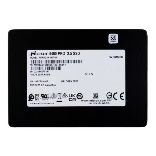 Disco SSD Micron 5400 PRO 480GB 2.5'' SATA 6Gb/s TLC 3D-NAND | MTFDDAK480TGA-1BC1ZABYYR