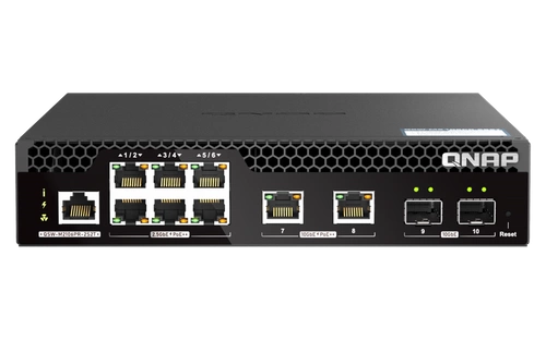 Conmutador QNAP QSW-M2106PR-2S2T 6x 2.5Gb | 2x 10Gb 2x SFP+ 310 W PoE+/PoE++