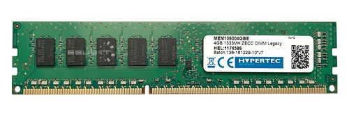 Memoria RAM 1x 4GB HYPERTEC ECC UNBUFFERED DDR3 2Rx8 1333MHz PC3-10600 UDIMM | MEM106004GBE